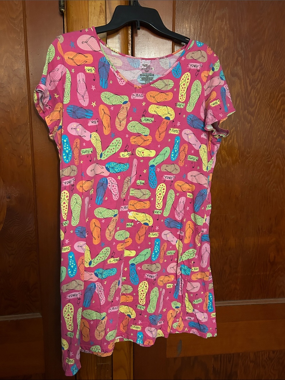 Secret Treasures Pink Flip-Flop Print Tee Dress